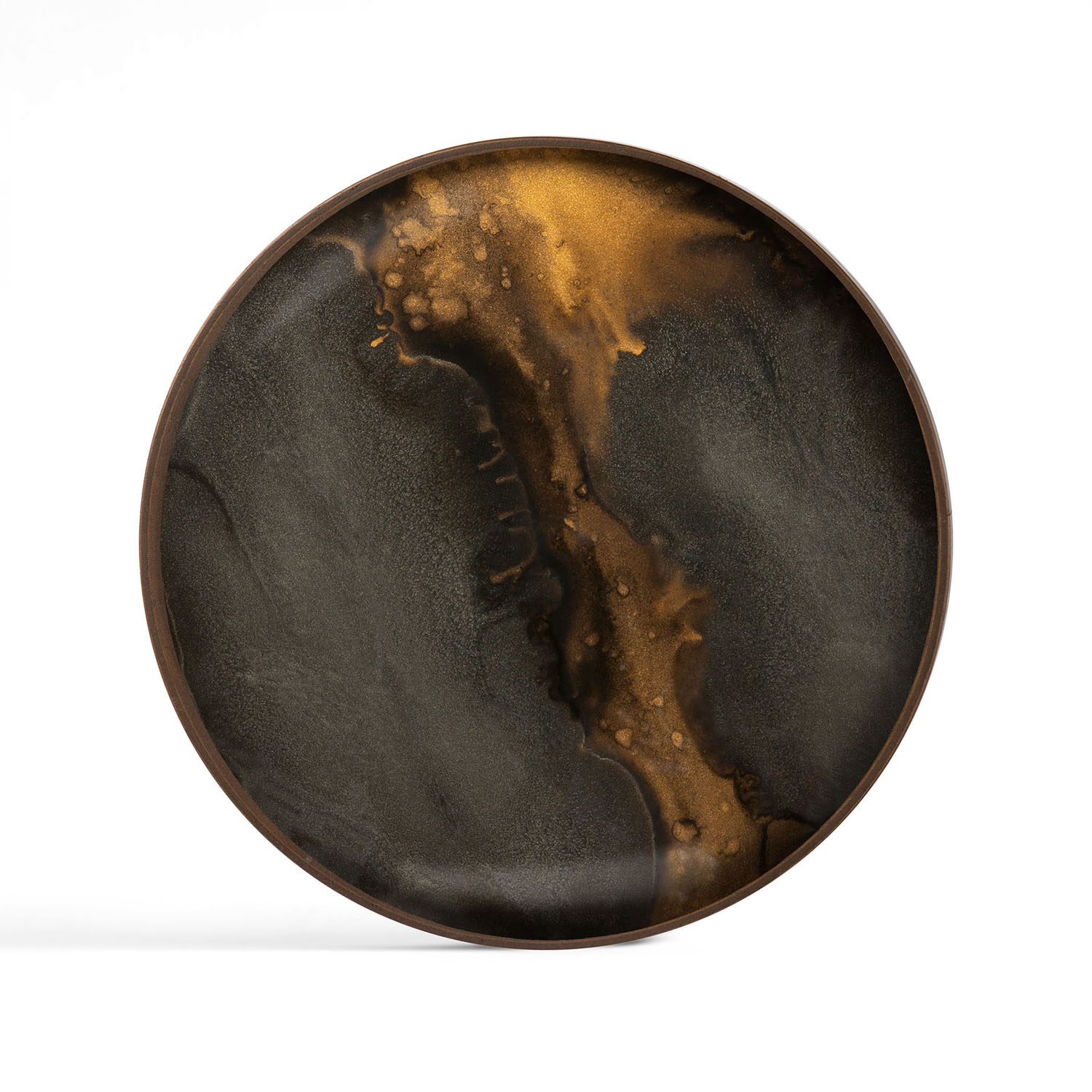 Bronze Organic Valley-Tablett aus Glas - rund S